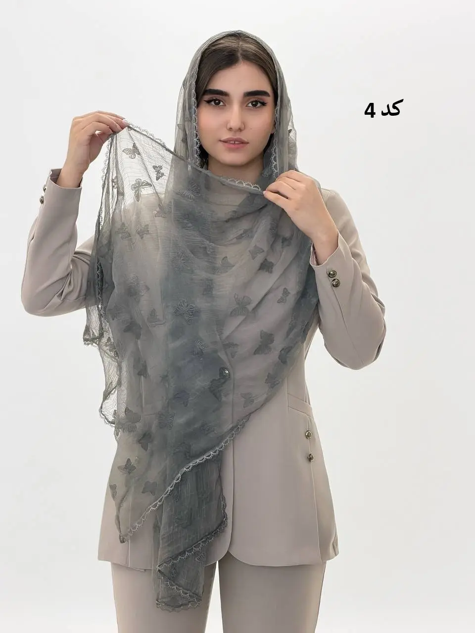 6874-شال حریر پروانه